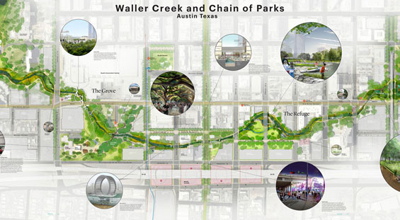 Michael Van Valkenburgh Associates with Thomas Phifer & Partners win Waller Creek Design Competition