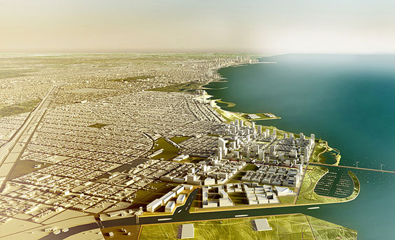 The team involved in designing the Chicago Lakeside Development is utilizing computational modeling for the massive 600-acre, urban development planned for the South Side of Chicago, along Lake Michigan. Courtesy of Chicago Lakeside Development/McCaffery Interests