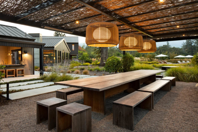 Farm to Table - outdoor long dining table and pavilion