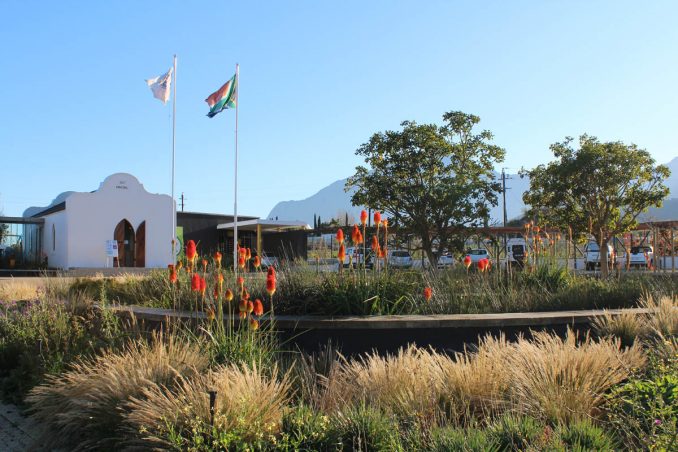 Botha’s Halte Primary School - native plantings and South Africa national flag