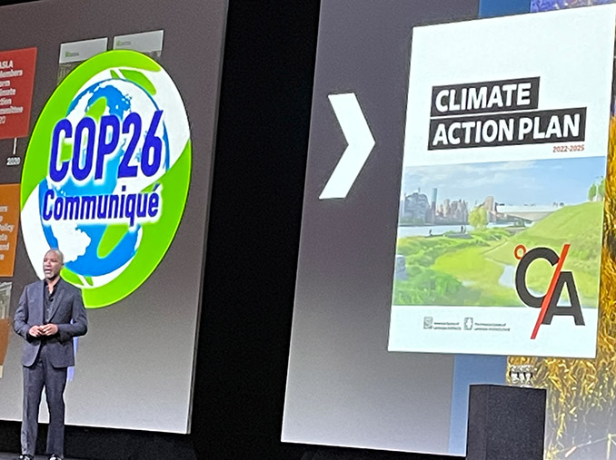 Torey Carter-Conneen (ASLA CEO) launching the Climate Action Plan