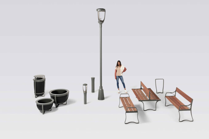 Northport Collection from Landscape Forms. 3D models of the site furniture collections. outdoor furniture