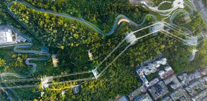Honggang Park - stepping bridge aerial view