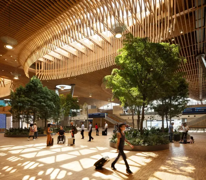 PDX Airport Main Terminal Landscape with Trees