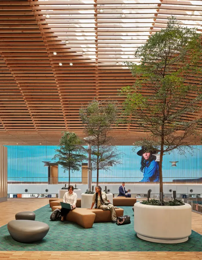 PDX Airport Main Terminal Landscape with Trees and seating